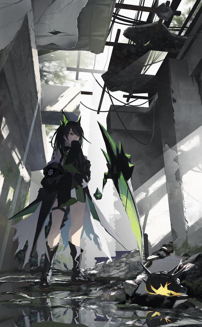 mon3tr and originium slug (arknights) drawn by shikyou_yoru