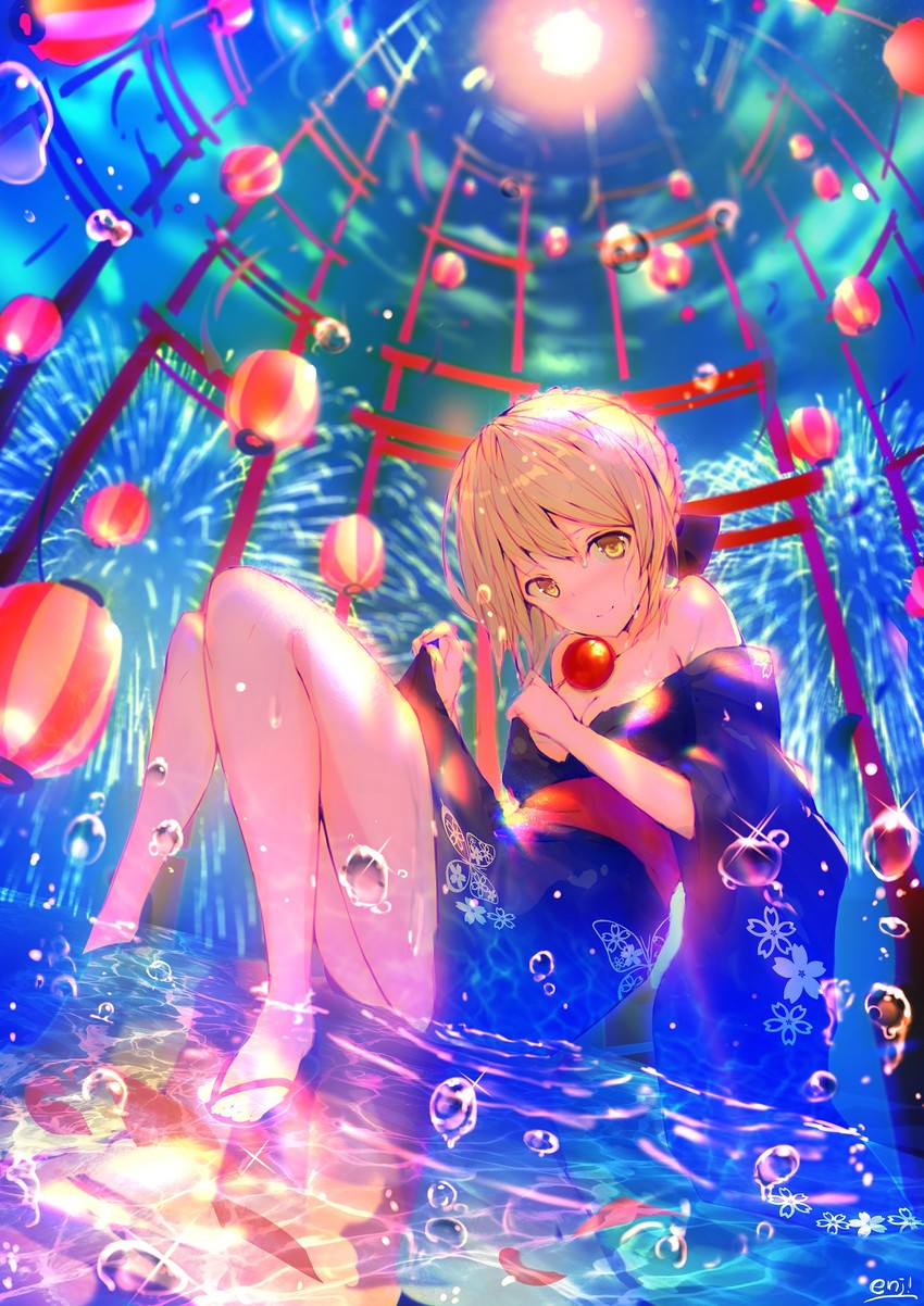 artoria pendragon and saber alter (fate and 2 more) drawn by enj!