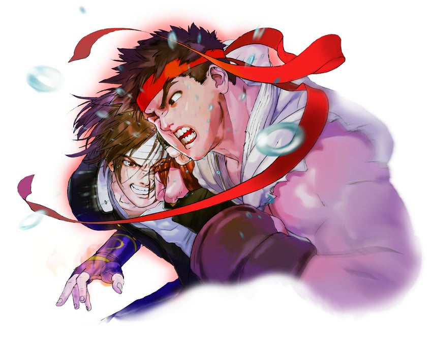 ryu and kusanagi kyou (street fighter and 2 more) drawn by bengus