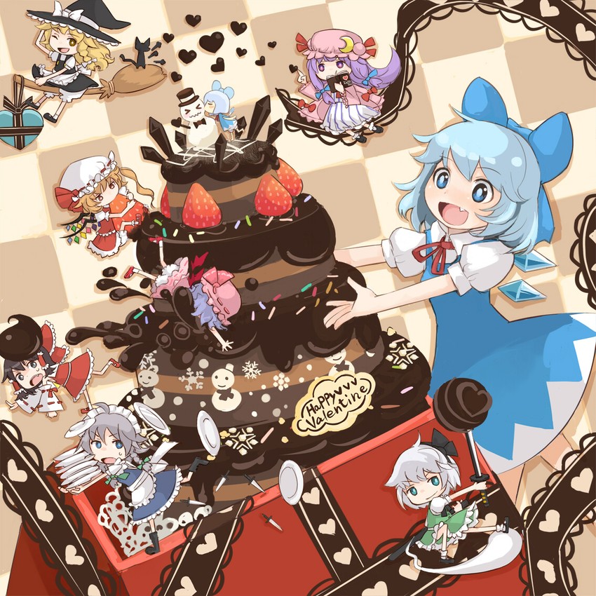 hakurei reimu, kirisame marisa, remilia scarlet, flandre scarlet, konpaku youmu, and 2 more (touhou) drawn by m-hit