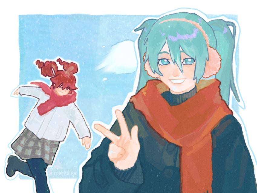 hatsune miku and kasane teto (vocaloid and 1 more) drawn by lily_(superkiiisa)