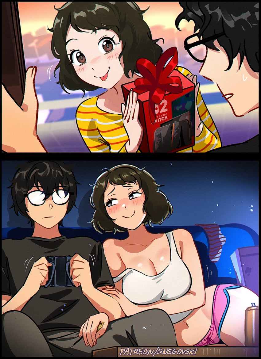 amamiya ren and kawakami sadayo (persona and 1 more) drawn by snegovski