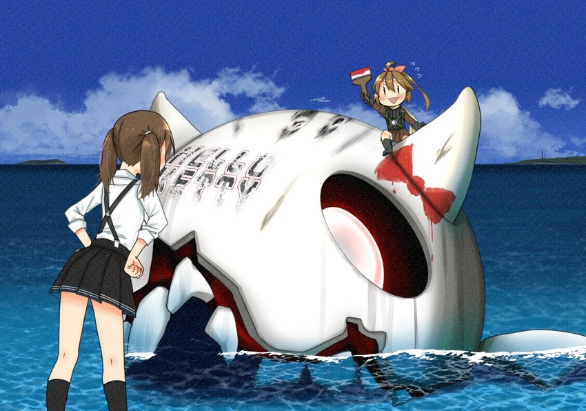 ryuujou, fairy, hello kitty, and floating fortress (kantai collection and 2 more) drawn by annin_musou