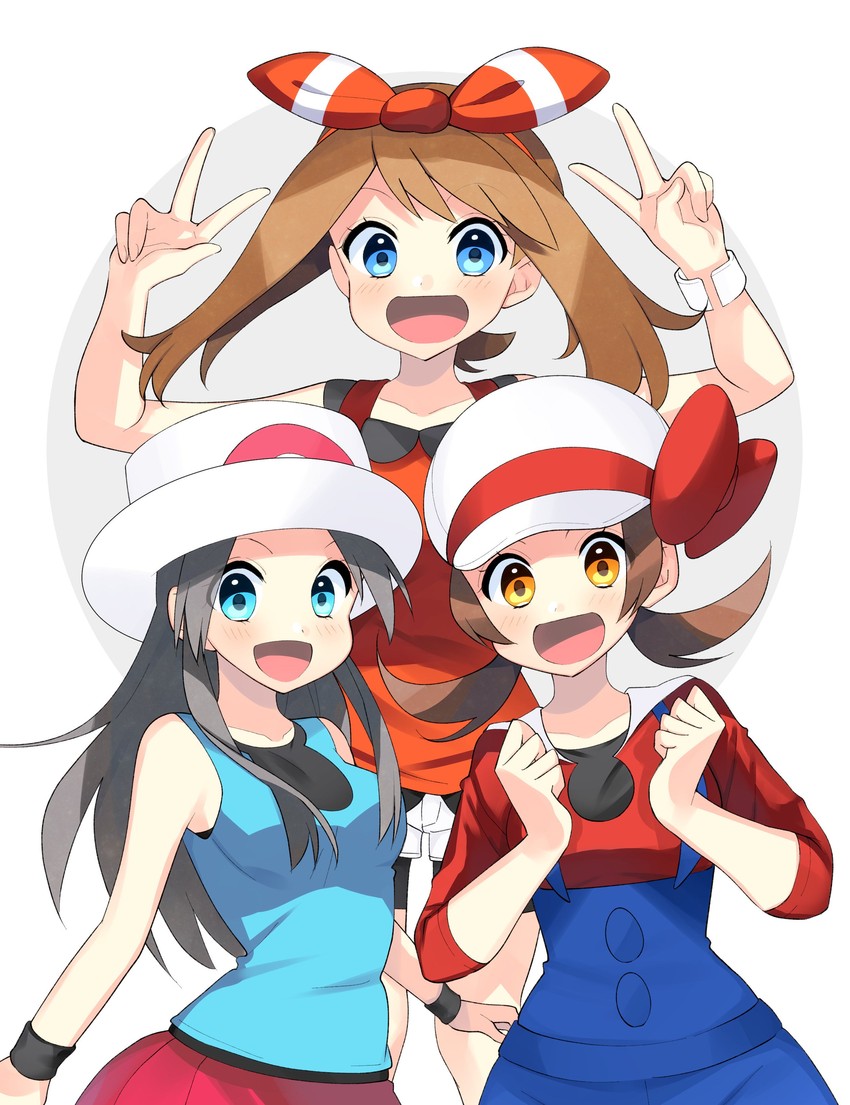 may, leaf, and lyra (pokemon and 3 more) drawn by yuihico