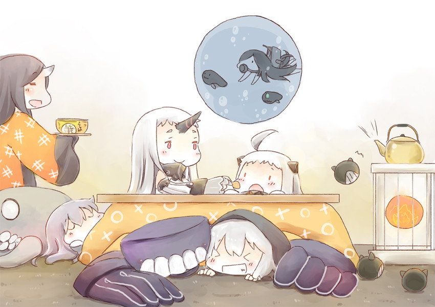 northern ocean princess, wo-class aircraft carrier, seaport princess, re-class battleship, battleship princess, and 4 more (kantai collection) drawn by hinata_yuu