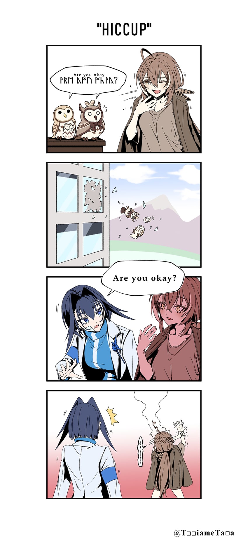 ouro kronii, nanashi mumei, and hooman (hololive and 1 more) drawn by taka_t