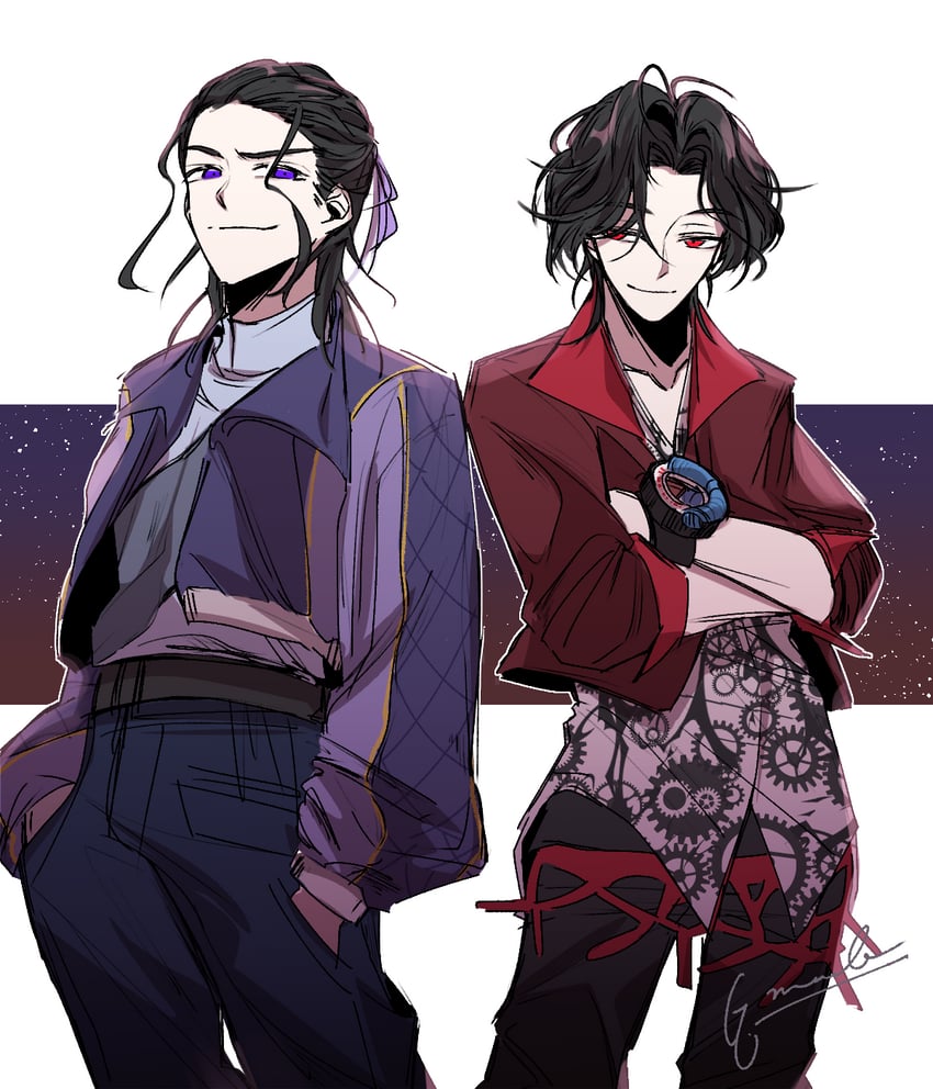 hando taiya and homura sakito (super sentai and 1 more) drawn by gamwang