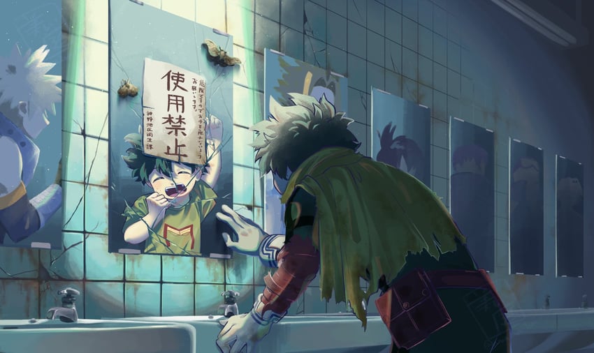 midoriya izuku, bakugou katsuki, yagi toshinori, shimura nana, lariat, and 2 more (boku no hero academia) drawn by niwa2wa_tori