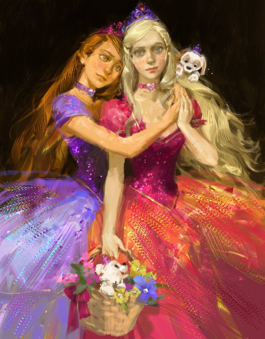 barbie, teresa, liana, alexa, sparkles, and 1 more (barbie and 1 more) drawn by ladyshalirin