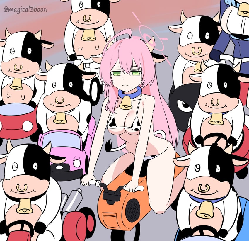 hanako, ako, bullet bill, and moo moo (blue archive and 3 more) drawn by threeboon