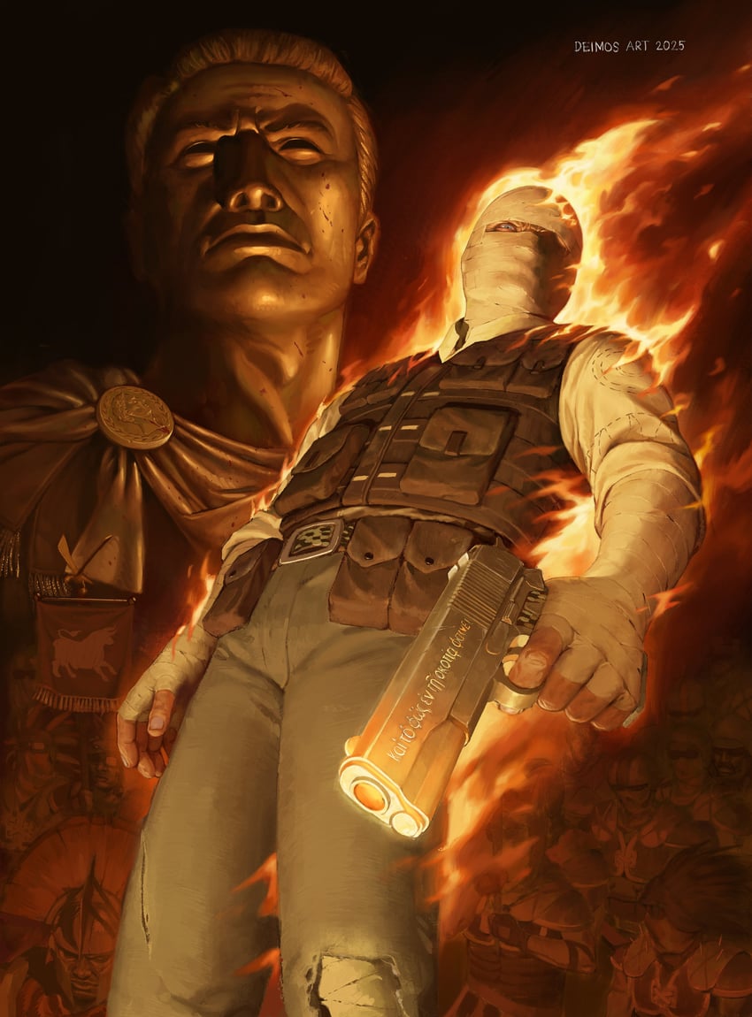 joshua graham and caesar (fallout and 1 more) drawn by deimos_art