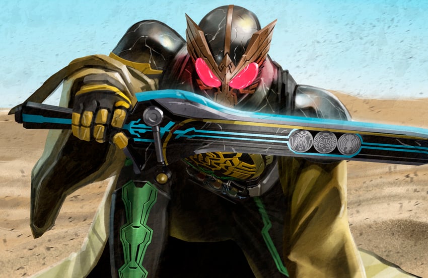 kamen rider ooo, tatoba, and ancient king kamen rider ooo (kamen rider and 2 more) drawn by kuchibiru_keisuke
