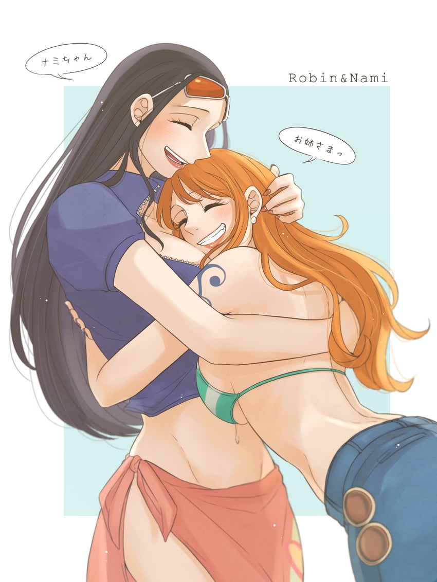 nami and nico robin (one piece) drawn by hoshizora_no_shita