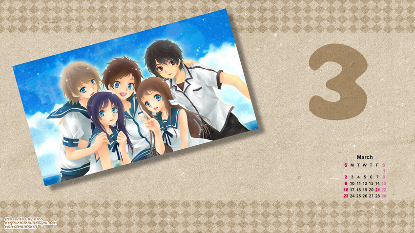 hiradaira chisaki, mukaido manaka, kihara tsumugu, isaki kaname, and sakishima hikari (nagi no asukara) drawn by nico_(nicool)