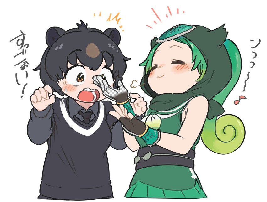 panther chameleon and japanese black bear (kemono friends) drawn by appleq