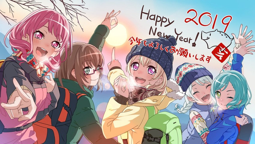 hikawa hina, maruyama aya, shirasagi chisato, wakamiya eve, and yamato maya (bang dream!)