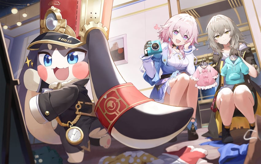 trailblazer, stelle, march 7th, and pom-pom (honkai and 1 more) drawn by same_(samefgo)
