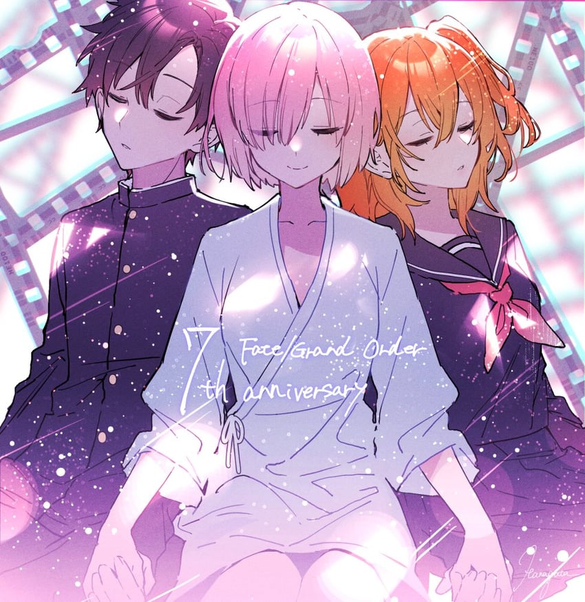 mash kyrielight and fujimaru ritsuka (fate and 1 more) drawn by hanagata