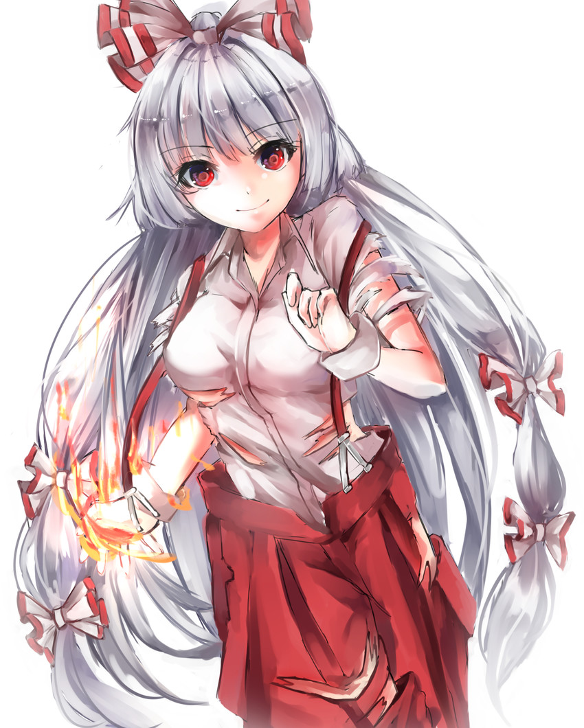 fujiwara no mokou (touhou) drawn by shiromoru_(yozakura_rety)