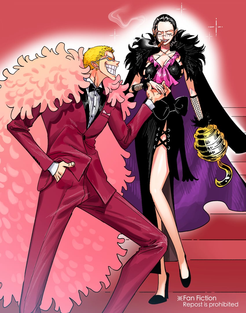 donquixote doflamingo and crocodile (one piece) drawn by e_mouth69