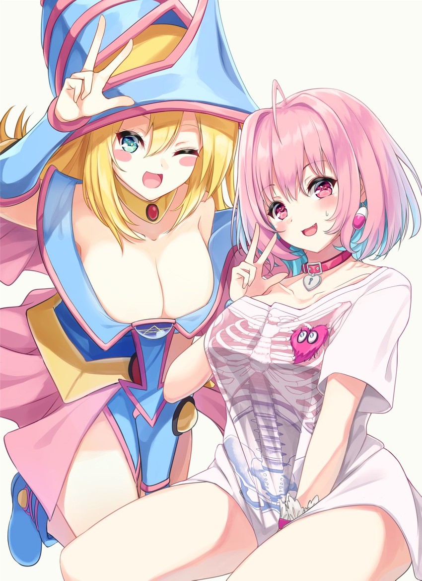 yumemi riamu and dark magician girl (idolmaster and 2 more) drawn by igayan