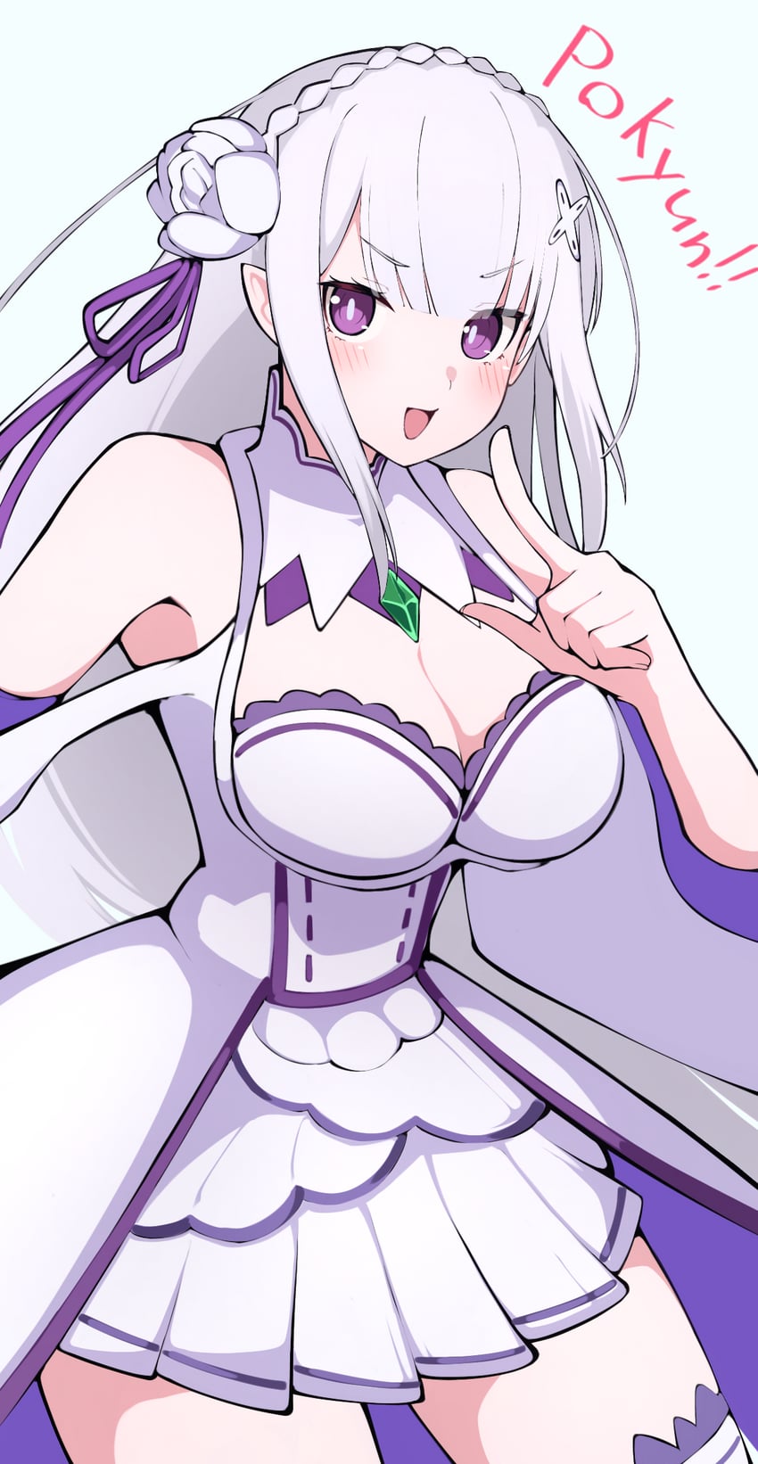 emilia (re:zero kara hajimeru isekai seikatsu) drawn by yuntaro_(ramen_star)