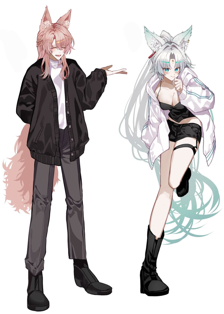 feixiao and jiaoqiu (honkai and 1 more) drawn by pomm_0u0