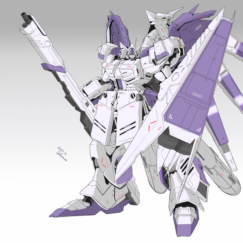hi-nu gundam and hi-nu gundam hws (gundam and 2 more) drawn by kurashou_shumei