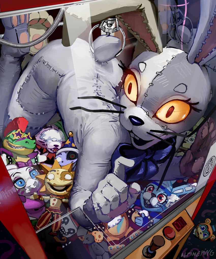glamrock freddy, roxanne wolf, vanny, montgomery gator, glamrock chica, and 4 more (five nights at freddy's and 1 more) drawn by alpineping