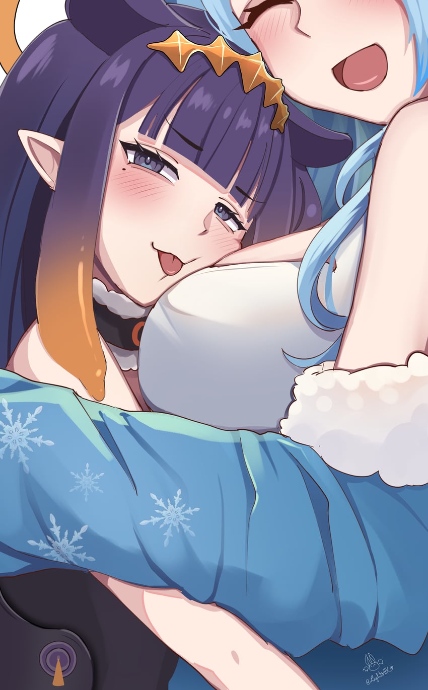 ninomae ina'nis and yukihana lamy (hololive and 1 more) drawn by lighto