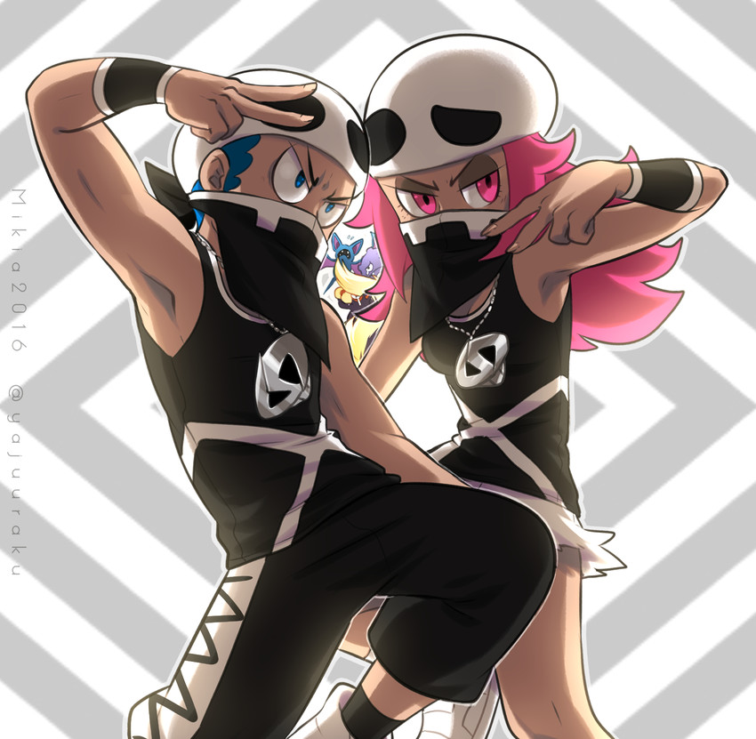 zubat, team skull grunt, koffing, and skuntank (pokemon and 3 more) drawn by yajuuraku