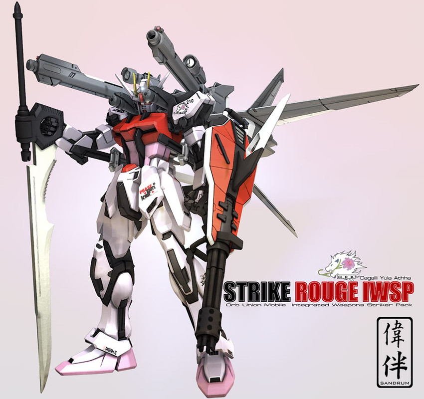 strike rouge and strike rouge iwsp (gundam and 1 more) drawn by sandrum