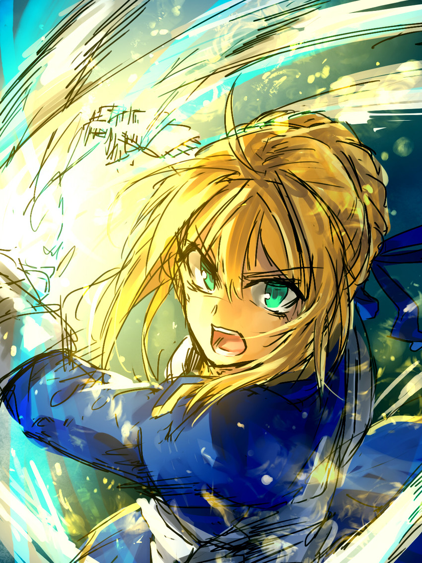 artoria pendragon and saber (fate and 1 more) drawn by melon22
