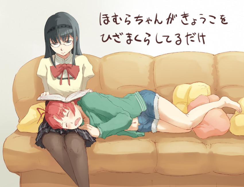 akemi homura and sakura kyoko (mahou shoujo madoka magica) drawn by uruo