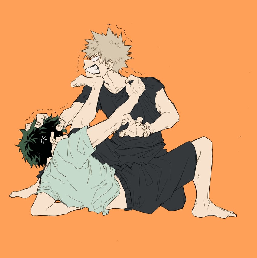 midoriya izuku and bakugou katsuki (boku no hero academia) drawn by tanuki_happa