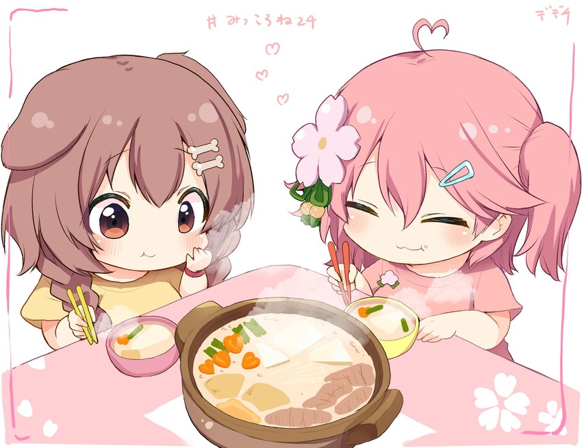 sakura miko and inugami korone (hololive) drawn by nejime