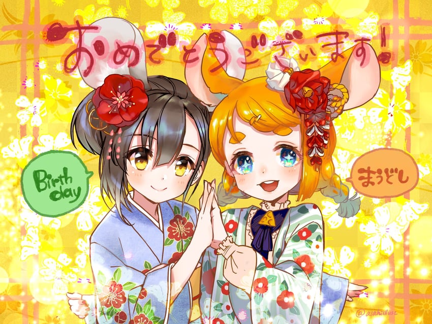 mau-chan and tsuzuru takamori (indie virtual youtuber) drawn by asahi_horiuchi