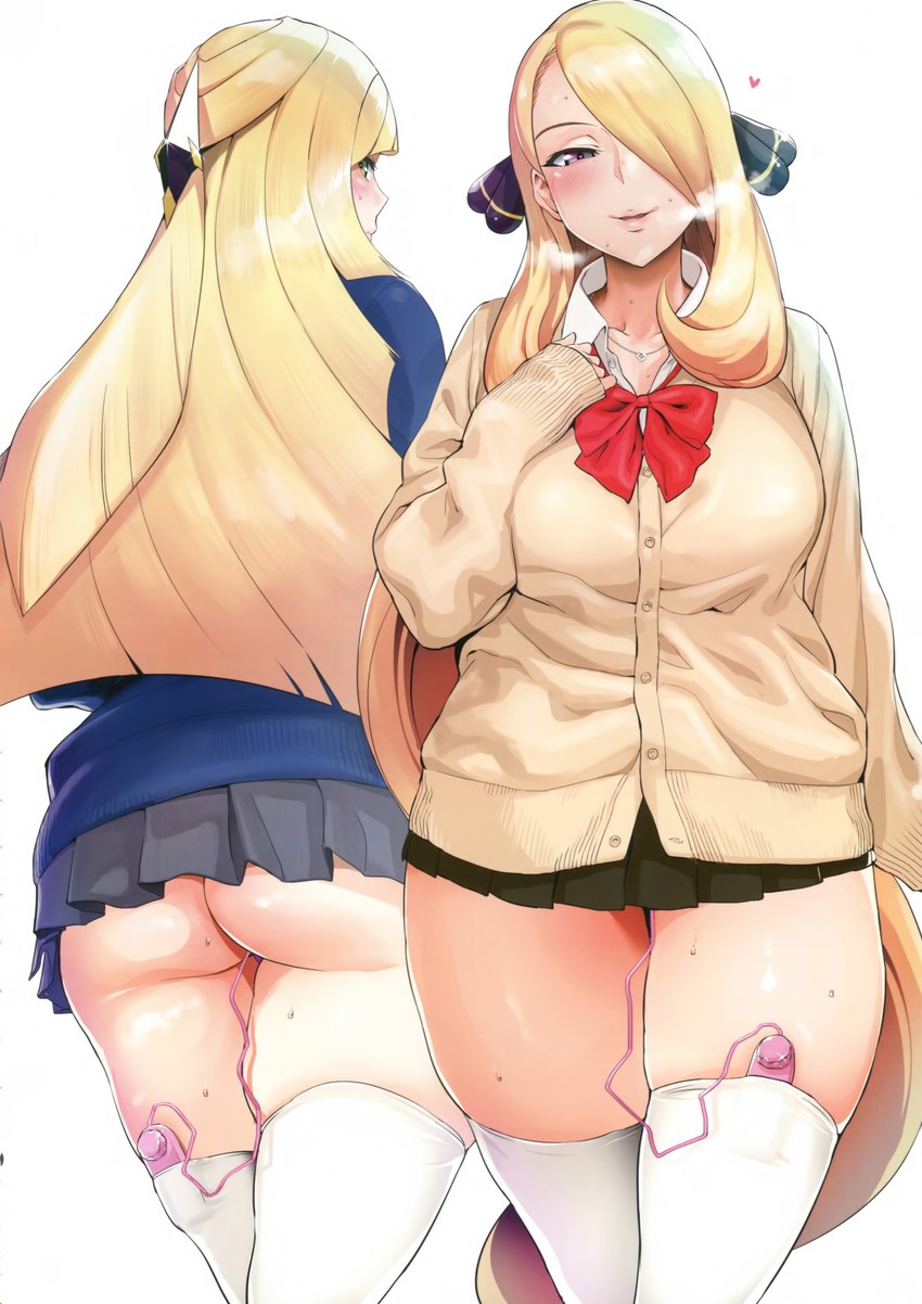 cynthia and lusamine (pokemon and 2 more) drawn by ikuchan_kaoru