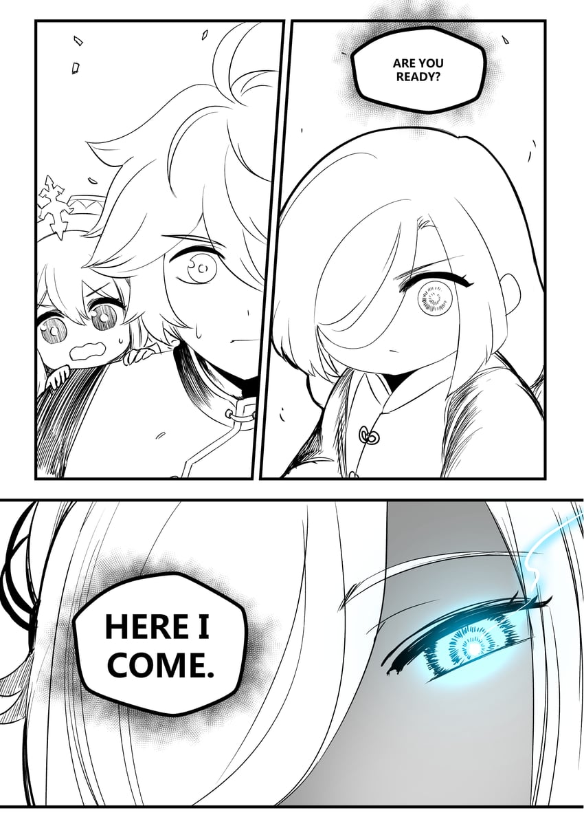 aether, paimon, and shenhe (genshin impact) drawn by aepuru_arts