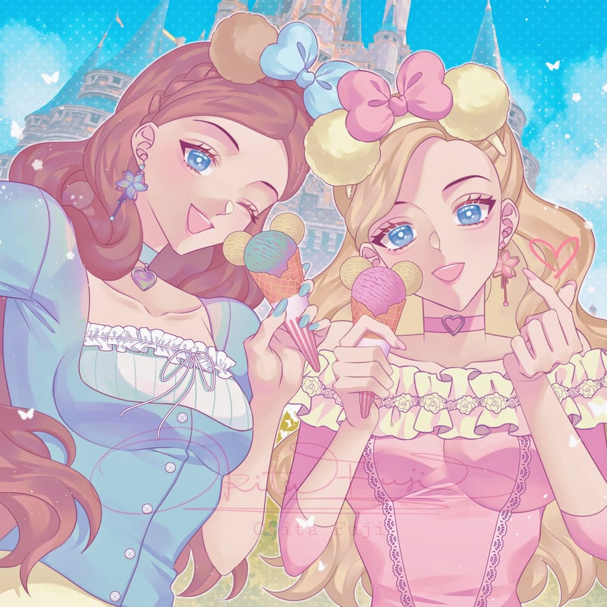barbie, anneliese, and erika (disneyland and 2 more) drawn by okitafuji