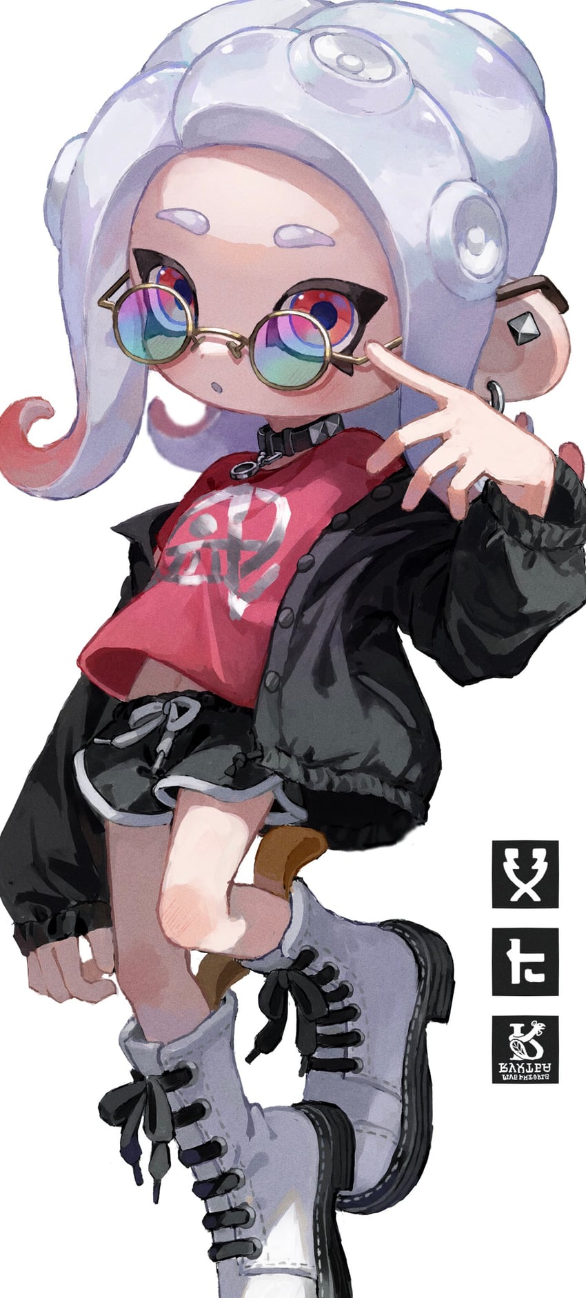 octoling player character and octoling girl (splatoon and 1 more) drawn by myon_rio