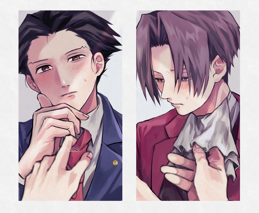 phoenix wright and miles edgeworth (ace attorney) drawn by 480_(y0ha_m00n)