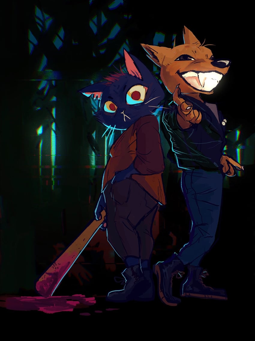mae borowski and gregg lee (night in the woods) drawn by rat_riot