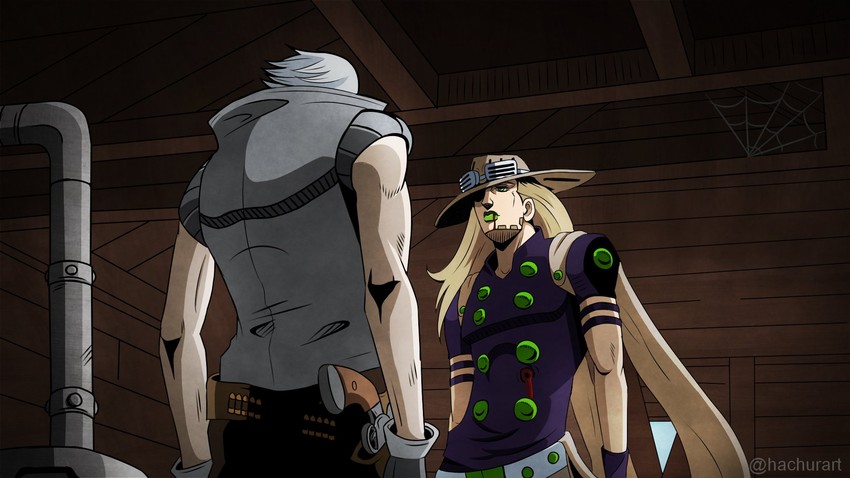 gyro zeppeli and ringo roadagain (jojo no kimyou na bouken and 1 more) drawn by hachuart