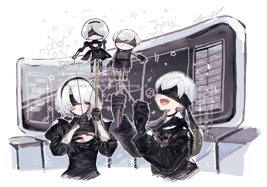 2b and 9s (nier and 1 more) drawn by sugomori_tsuru_(hana_tsuru_wo)