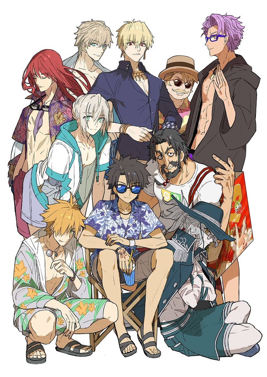 fujimaru ritsuka, nero claudius, edmond dantes, gilgamesh, gawain, and 6 more (fate and 2 more) drawn by wada_arco