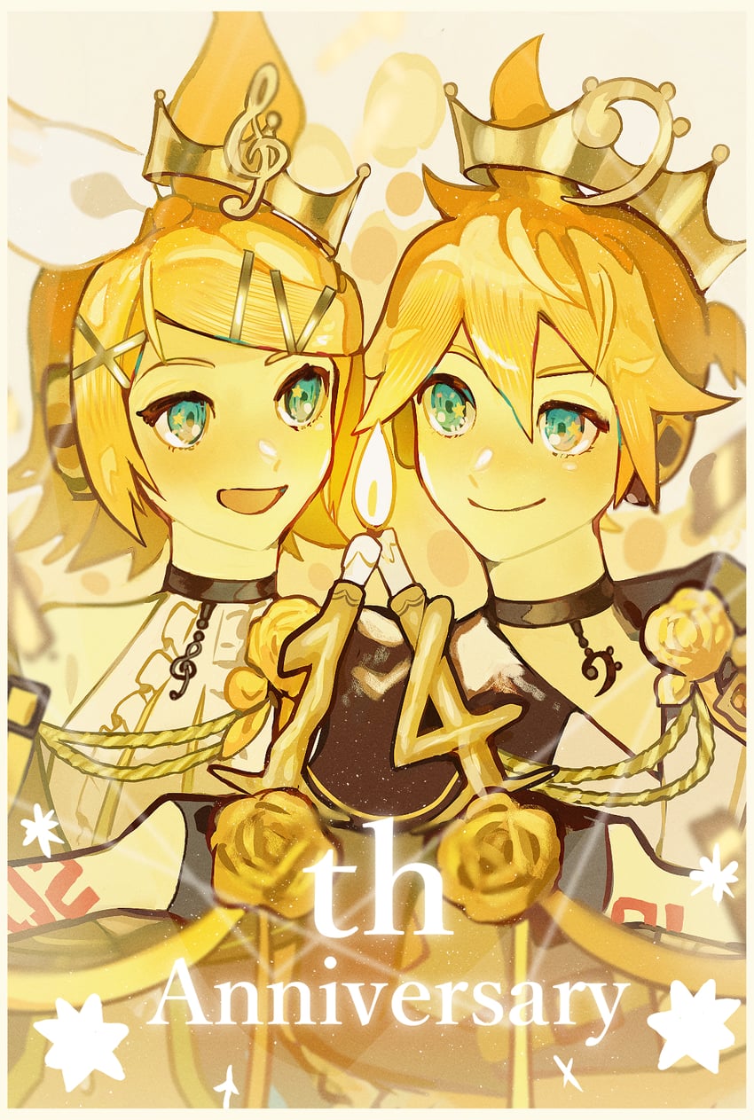 kagamine rin and kagamine len (vocaloid and 1 more) drawn by nunosei