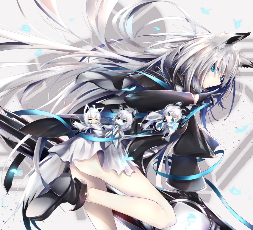 shirakami fubuki and kawakaze (hololive and 1 more) drawn by tsukimiya_(tsukinami15)