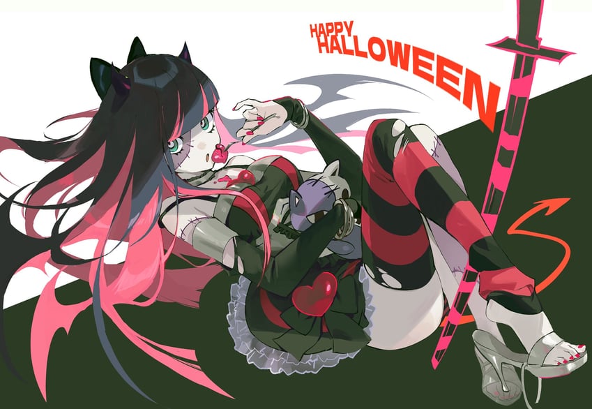 stocking and honekoneko (panty & stocking with garterbelt) drawn by unyu_(unnuluv)