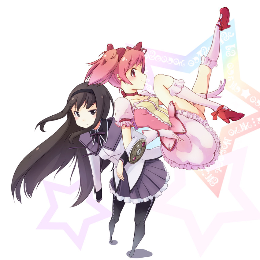 akemi homura and kaname madoka (mahou shoujo madoka magica) drawn by kagura_(c_h_r_o_e)